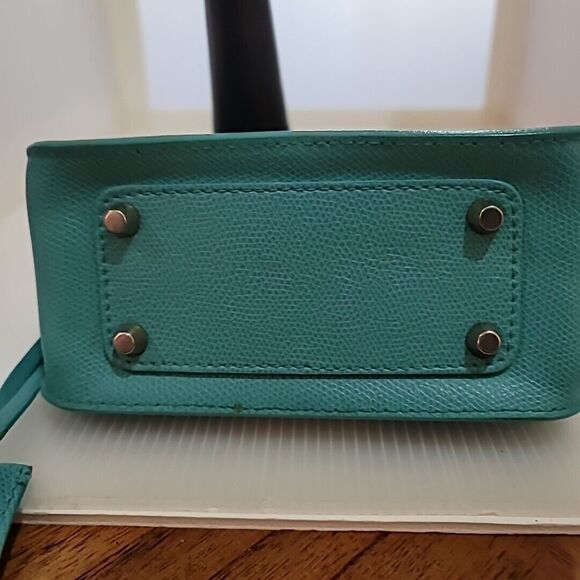Furla Metropolis Mini Crossbody Pebbled Leather W/Chain Aqua Excellent Used Cond - Picture 9 of 16